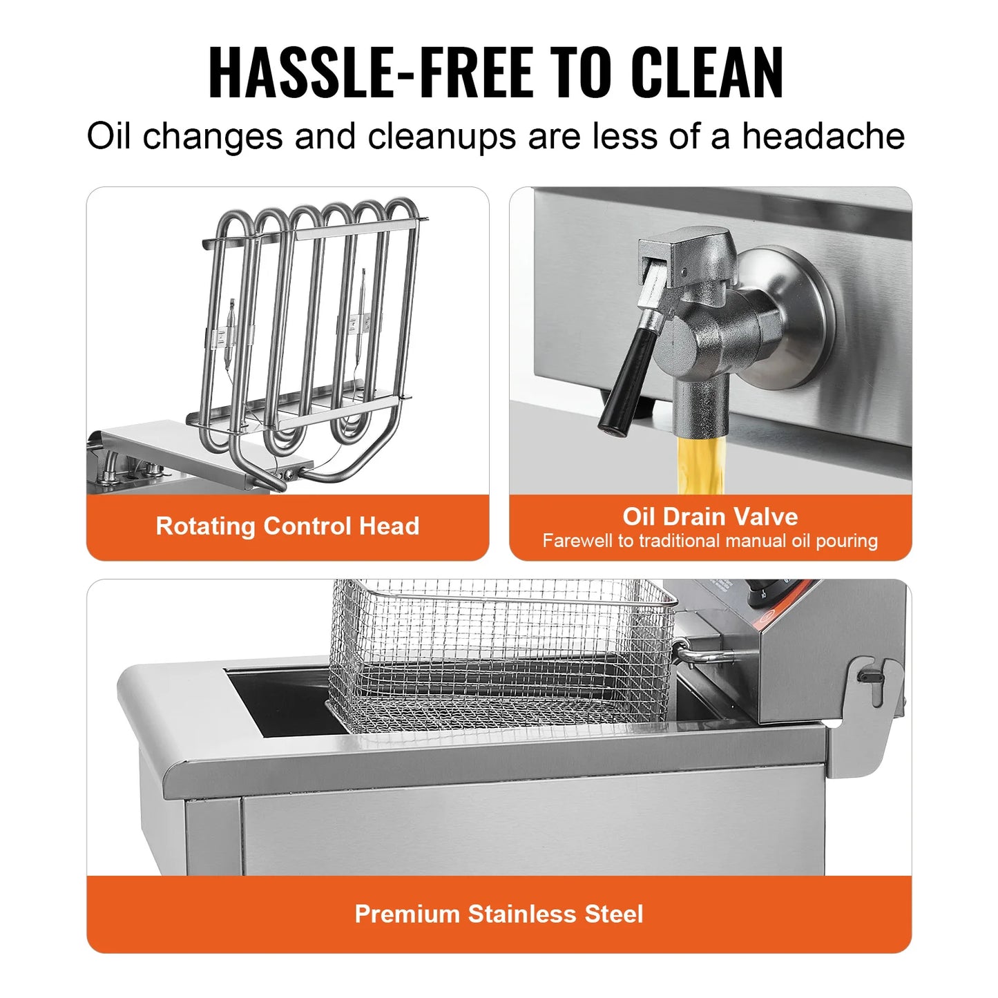 SucceBuy Stainless Steel Commercial Deep Fryer Electric Countertop With Timer