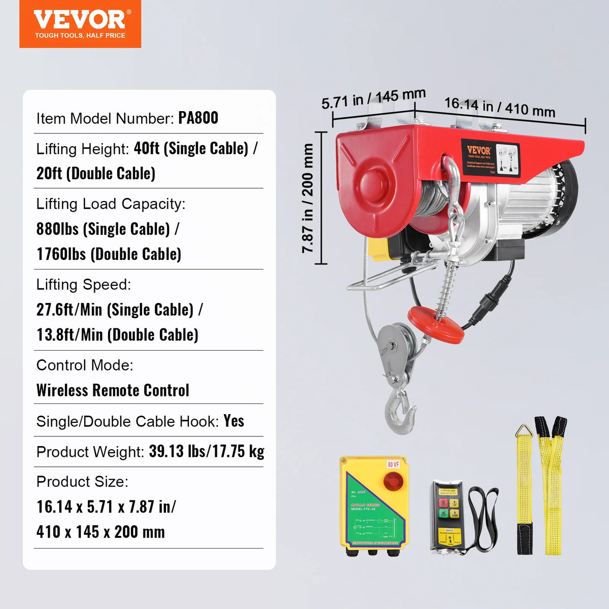 SucceBuy Wireless Electric Hoist Steel Wire Winch for Garage Use