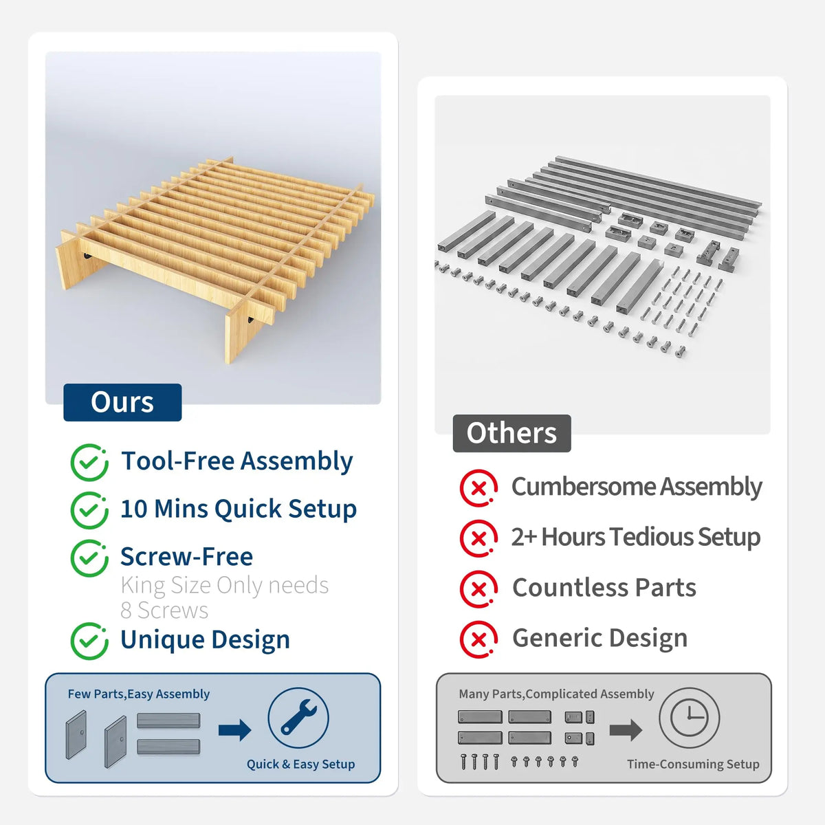 HiMISS Wood Platform Bed Frame Low Profile No Box Spring