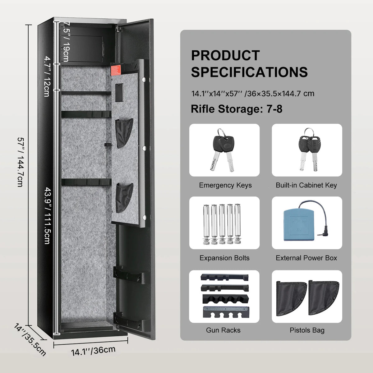 SucceBuy Digital Keypad Gun Storage Cabinet With Removable Shelf