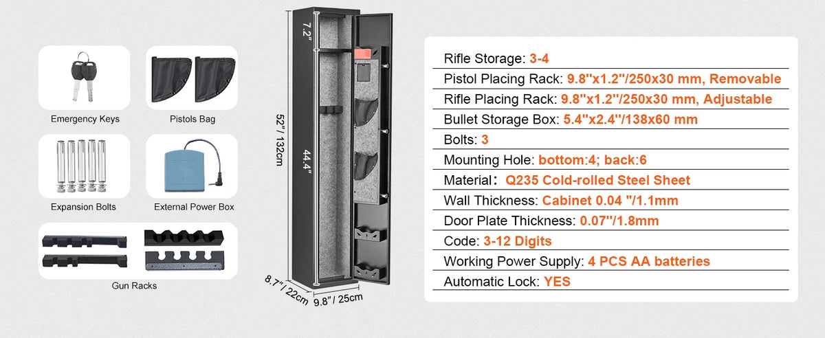 SucceBuy Gun Safe Digital Keypad Lock Rifle Pistol Storage Cabinet