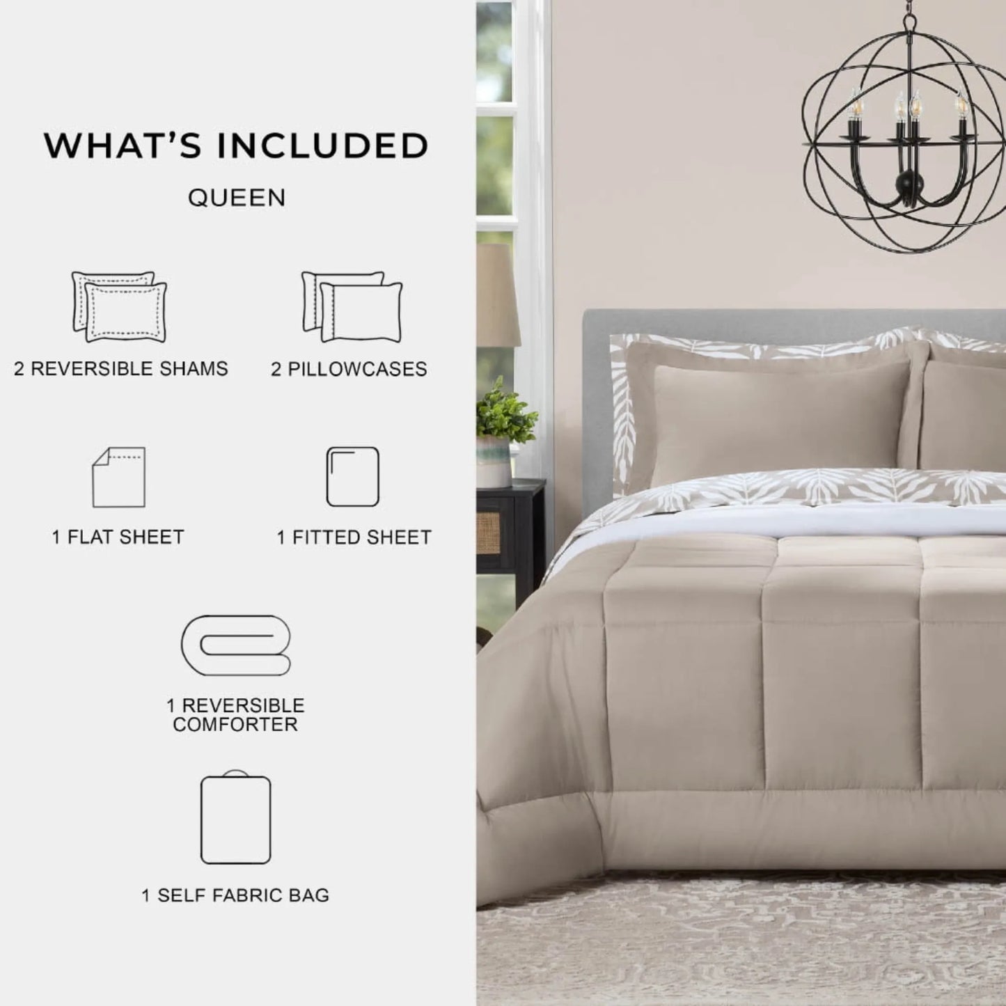 All In One Reversible Comforter And Sheet Set 7 Piece