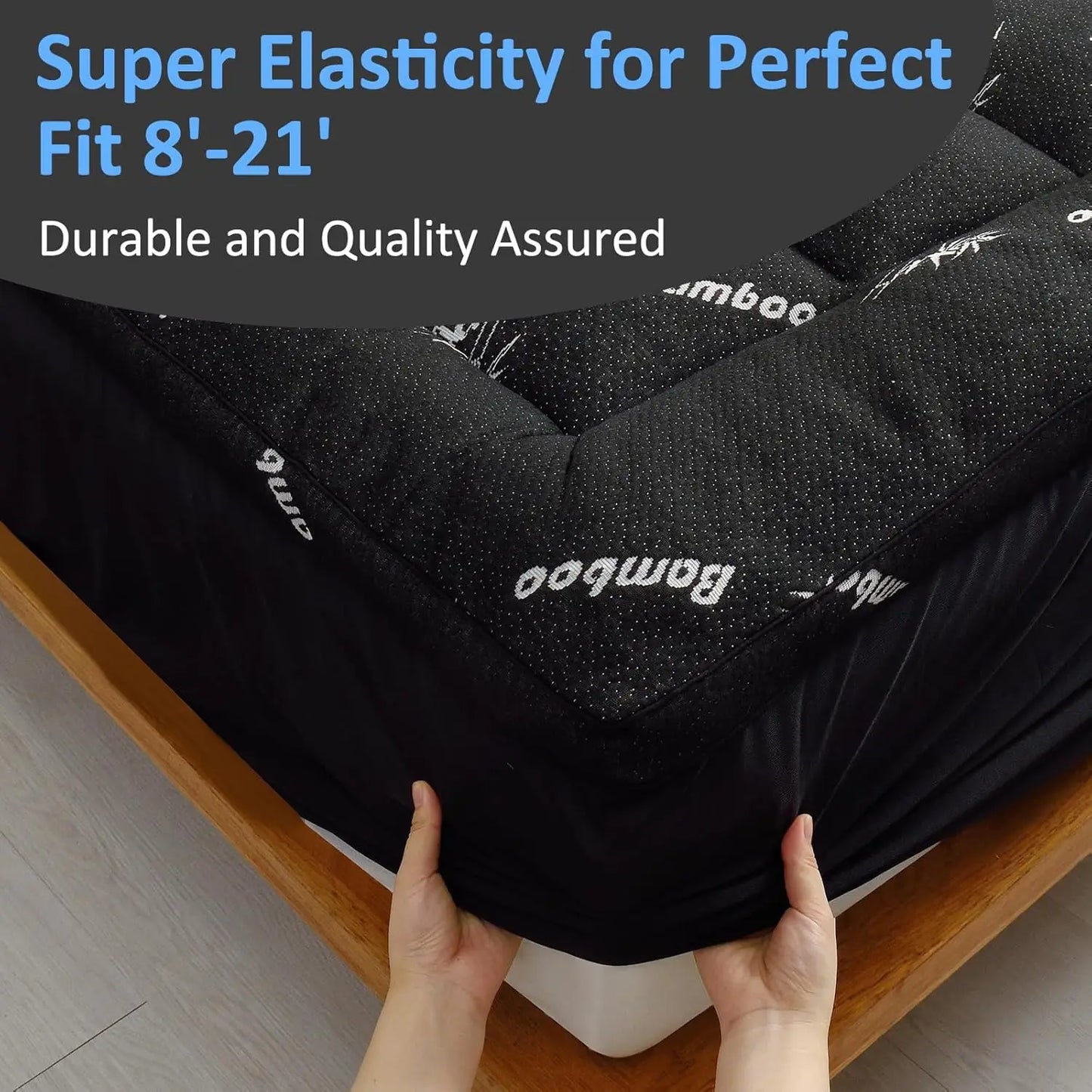 Cooling Bamboo Mattress Topper Extra Thick Breathable Deep Pocket Pad