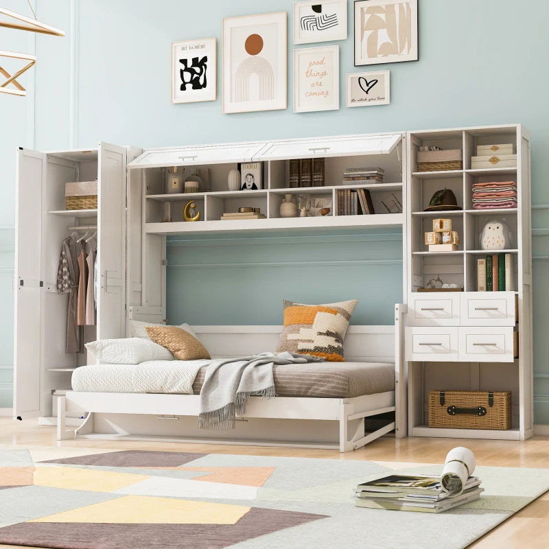 Murphy Wall Bed Cabinet With Closet Drawers And Shelves