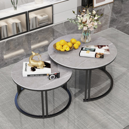 Wisfor Circle Nesting Coffee Table Set Of 2 Sinter Stone