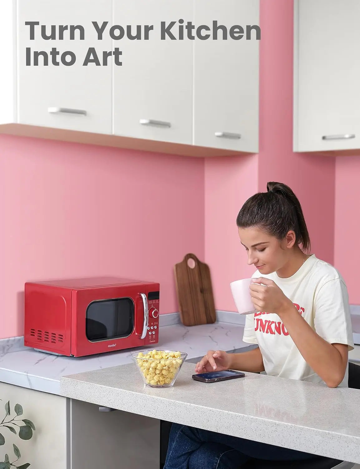 XMSJ Retro Small Microwave Oven With 9 Preset Menus