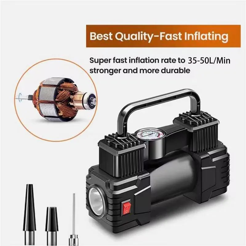 High Power 12V Dual Cylinder Portable Electric Air Compressor