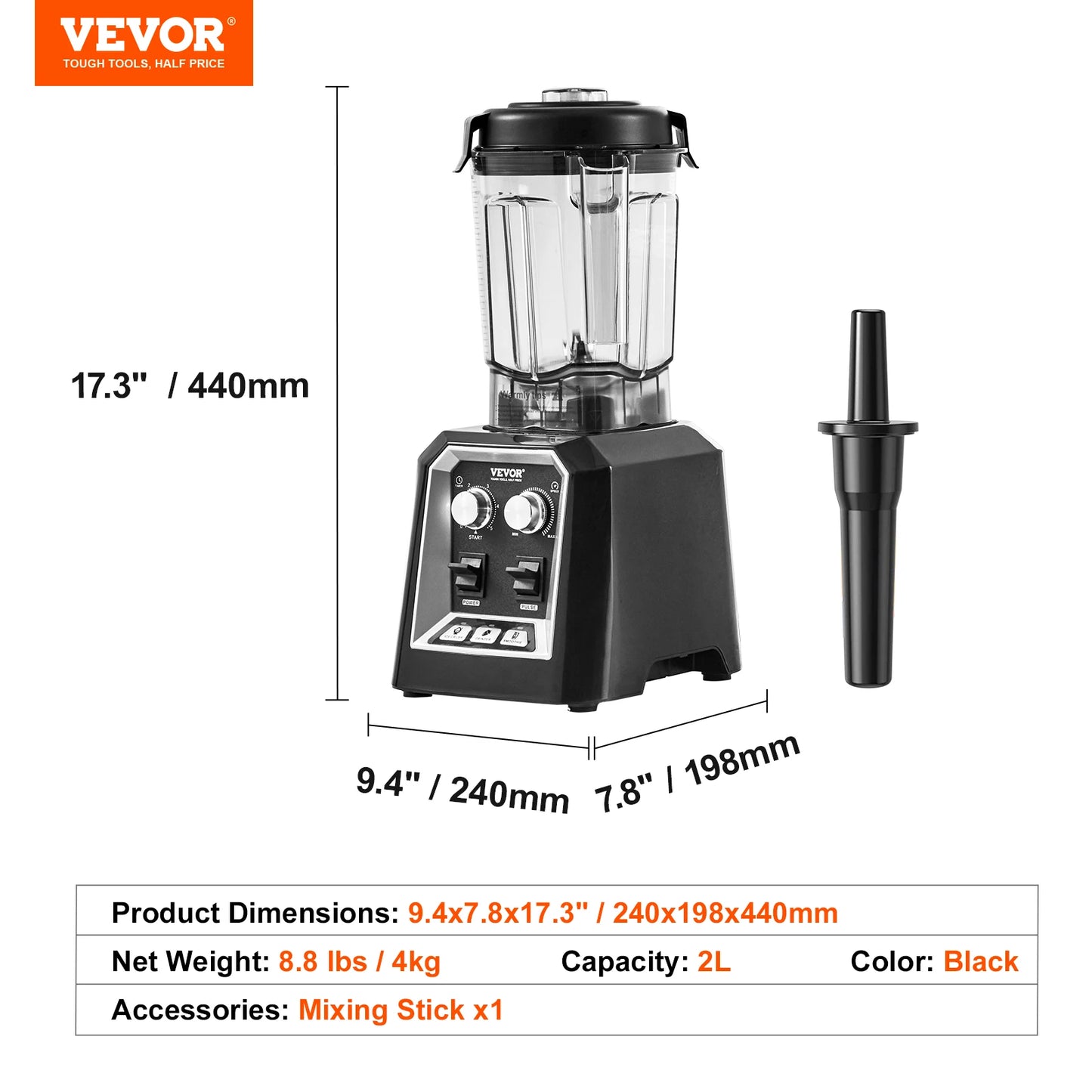 VEVOR Professional Countertop Blender Smoothie Maker for Home Kitchen