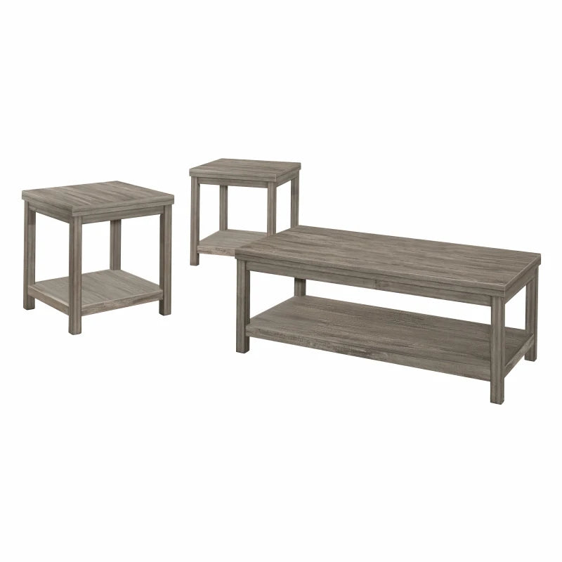 Rustic Three Piece Living Room Coffee and End Table Set