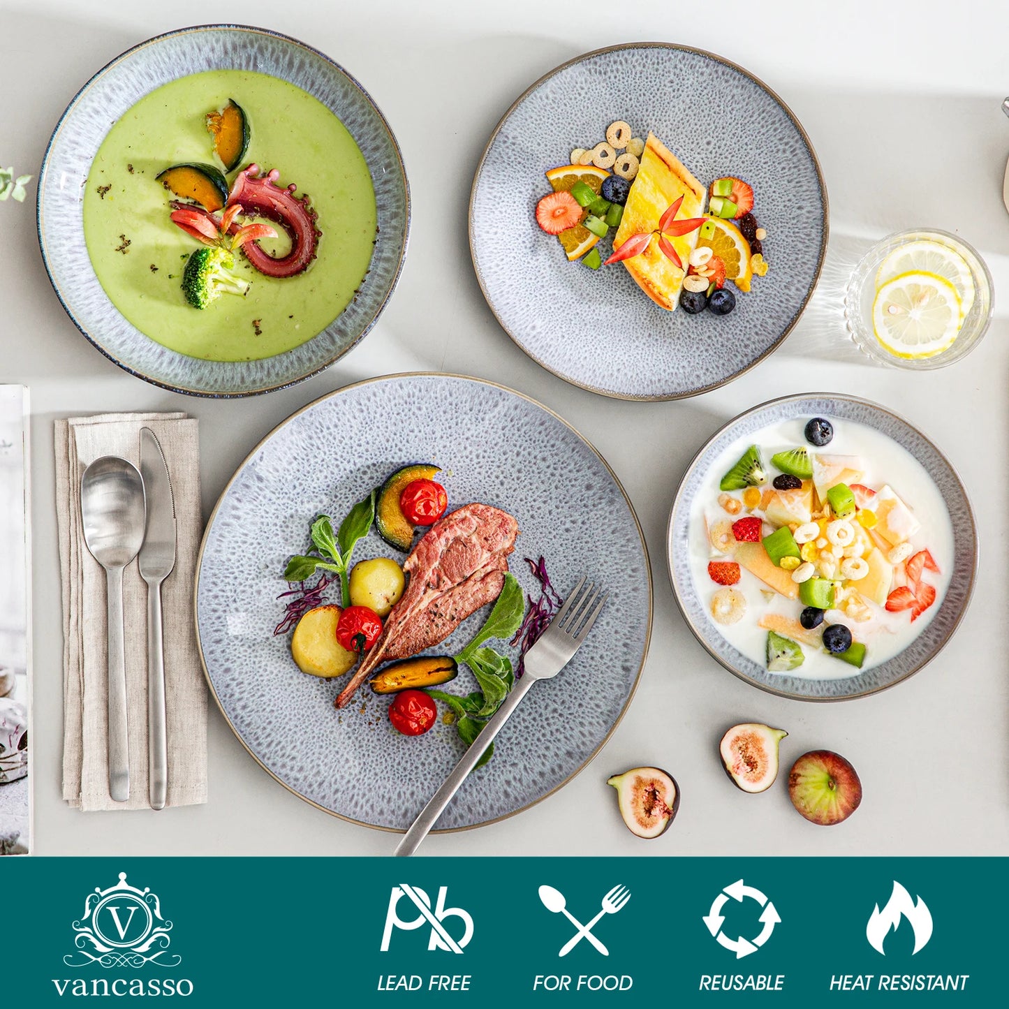 Malacasa Premium Embossed Stoneware Dinnerware Set