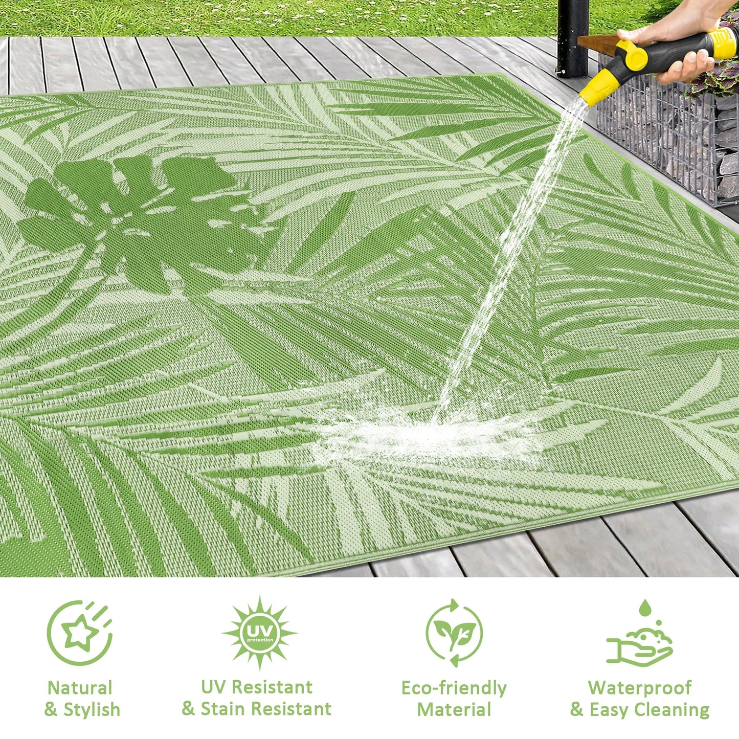 Outdoor Rug Waterproof Recycled Plastic Straw Rug For Patio