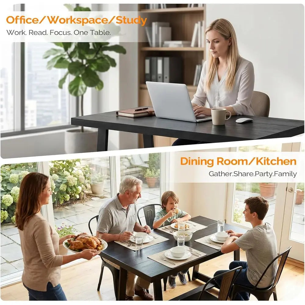 Ticify Solid Pine Dining Table Rectangular For Kitchen And Dining Room