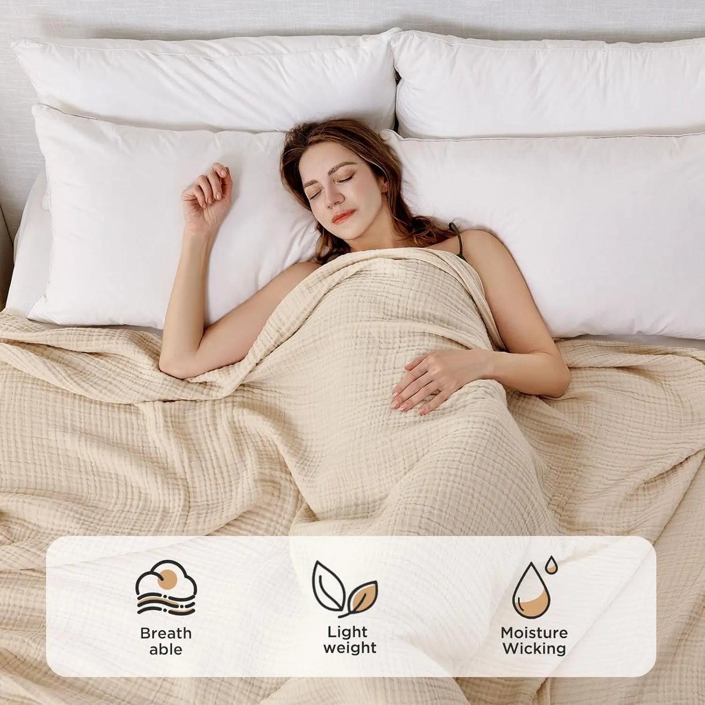 100 Percent Cotton Muslin Throw Blanket Lightweight All Season Comfort