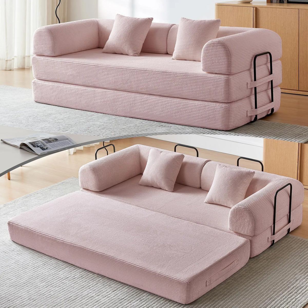 Convertible Boneless Futon Sofa Bed Multi Functional Sleeper Couch