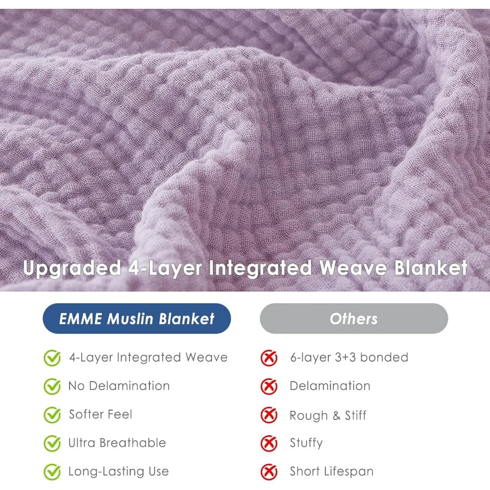 Cotton Muslin Blanket All Season Gauze Breathable Layering