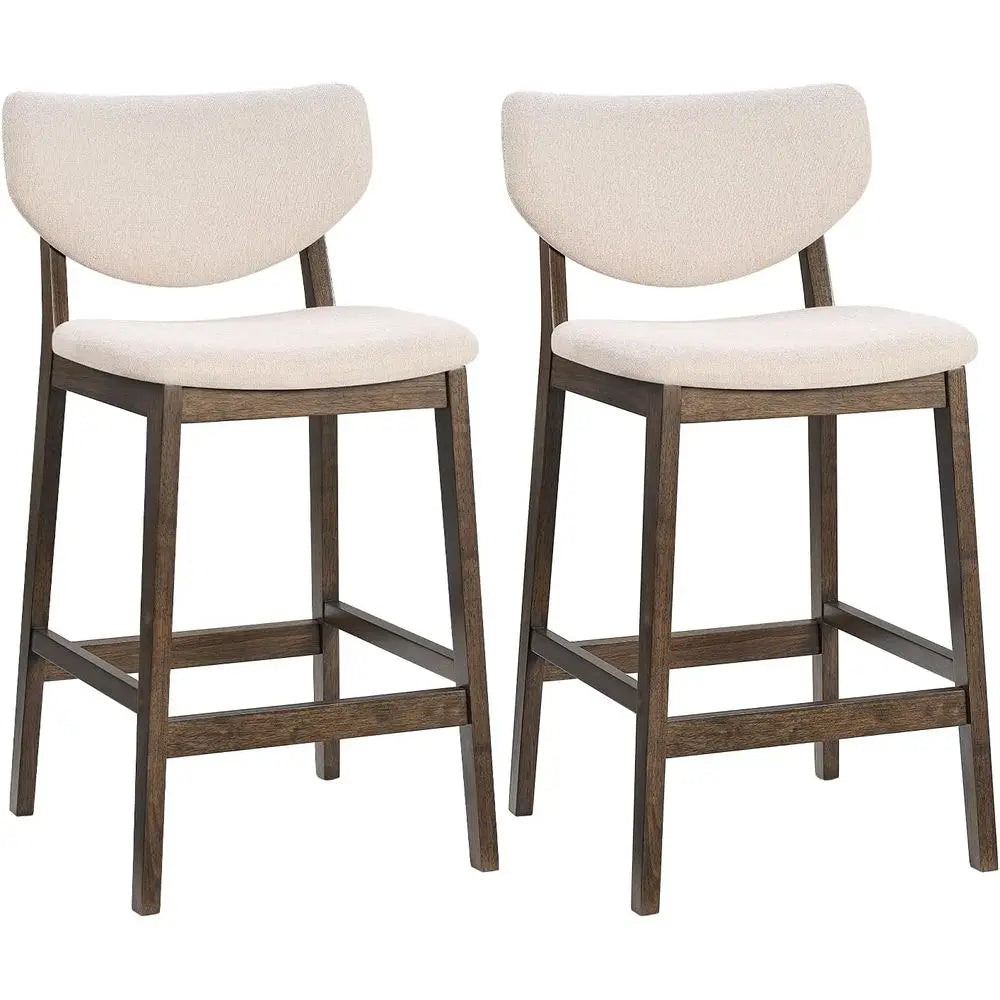 Upholstered Counter Height Bar Stools With Backrests And Wood Legs