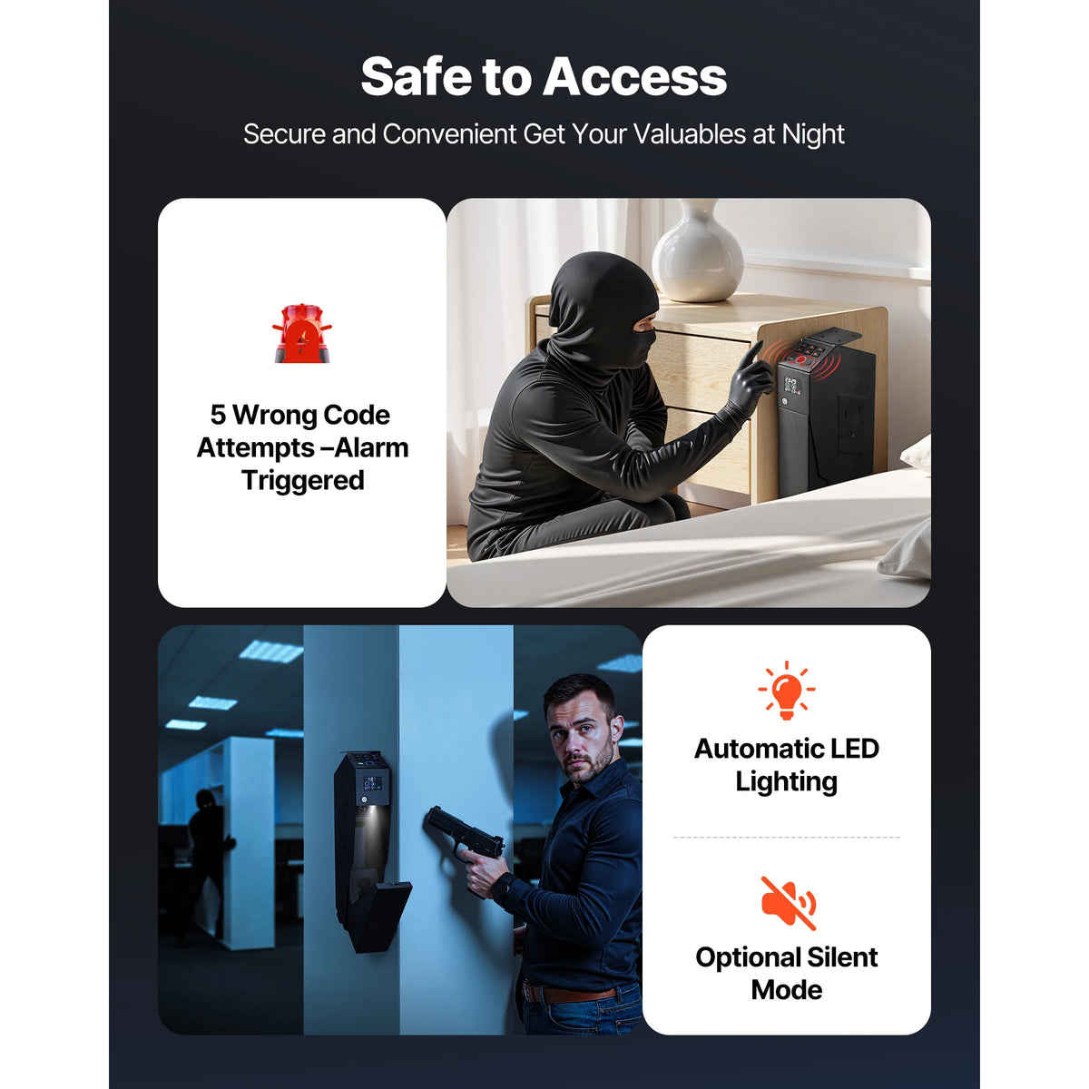 SucceBuy Quick Access Fingerprint Password Key Slider Safe Box