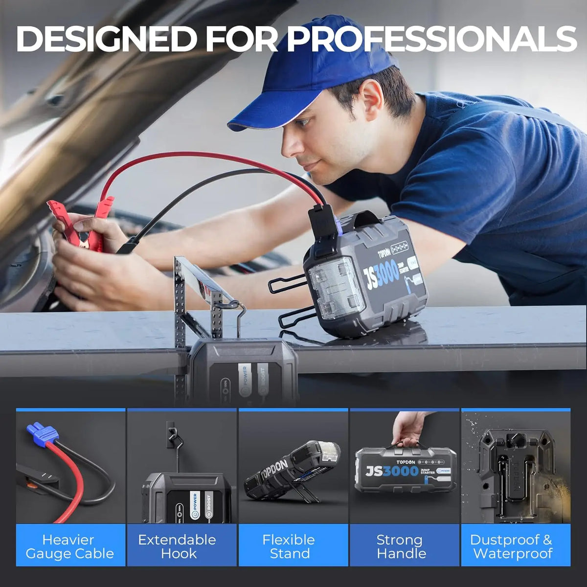 TOPDON JS3000 Portable Car Jump Starter Power Bank Device