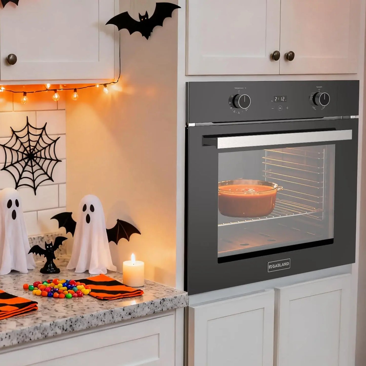 XMSJ Gas Wall Oven With Convection Bake Broil Digital Timer