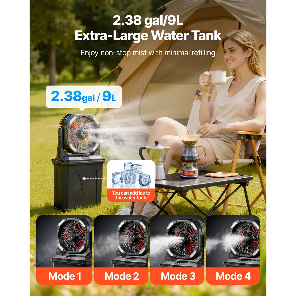 SucceBuy Portable Misting Fan With Rechargeable Battery And Remote Control