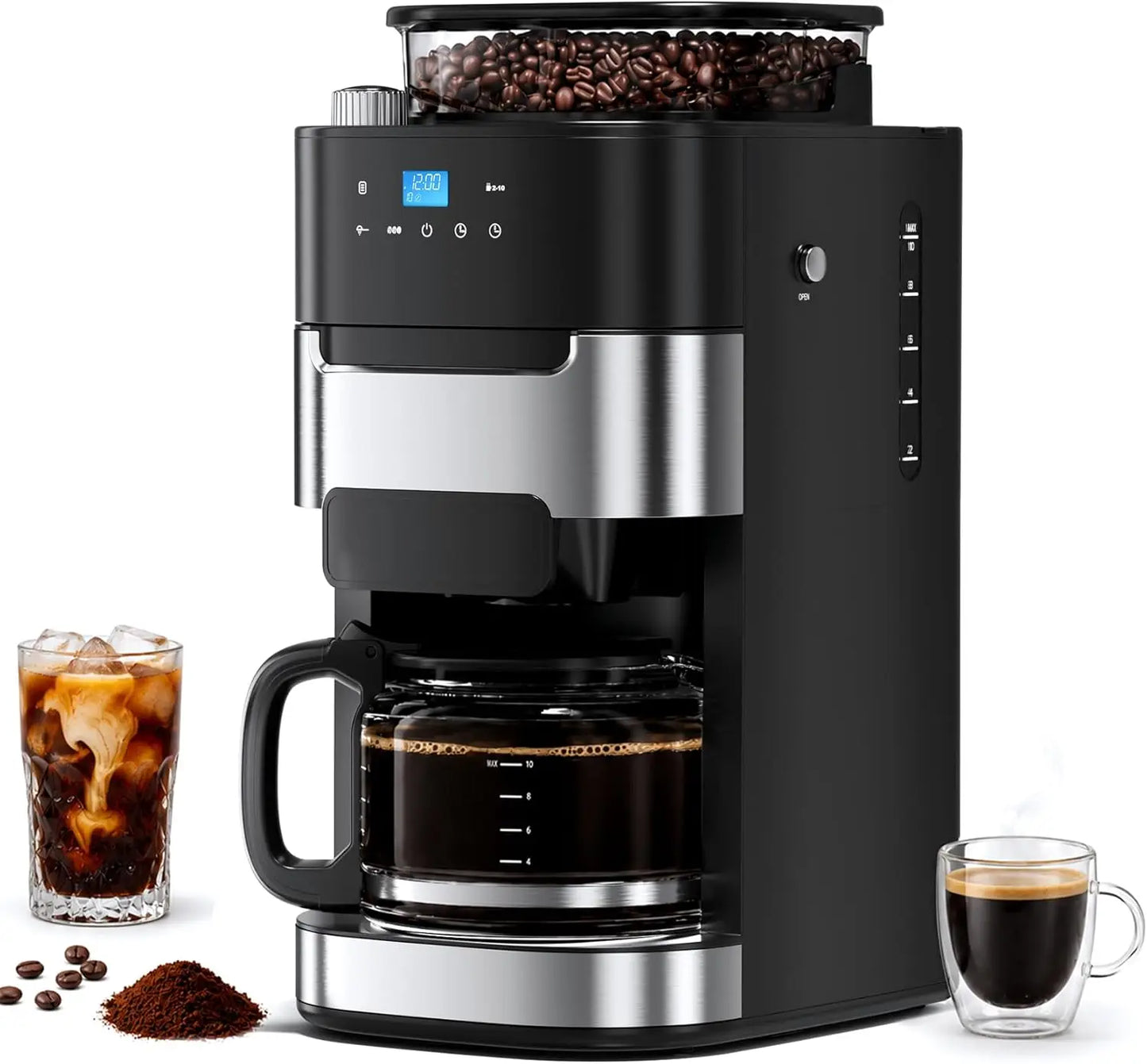 Programmable Drip Coffee Maker With Built In Grinder And Touchscreen