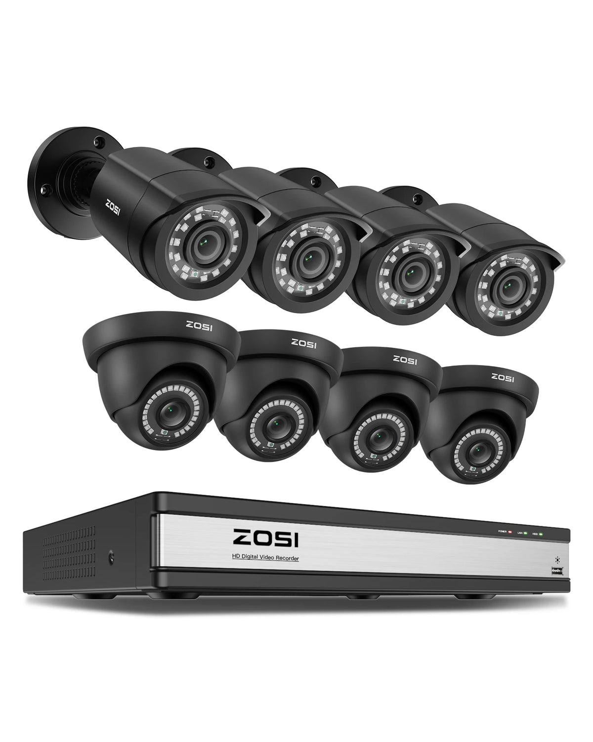 ZOSI Security Camera System With Human And Vehicle Detection DVR