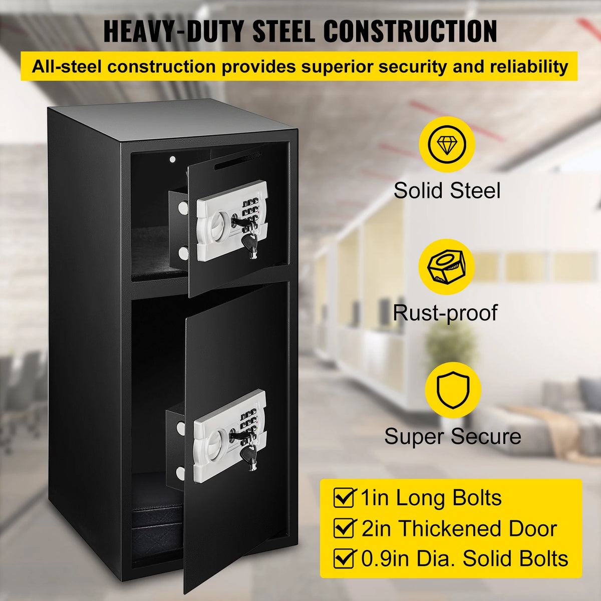Electronic Steel Double Door Security Safe Featuring Hidden Vault