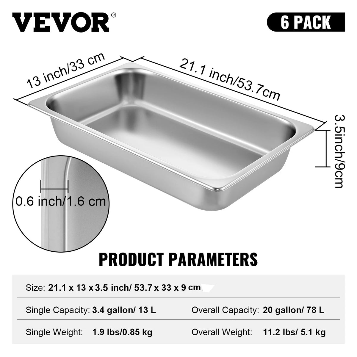 SucceBuy Stainless Steel Buffet Chafing Dish Steam Table Food Pans