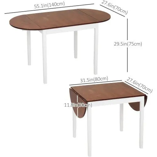 Solid Wood Folding Dining Table Drop Leaf Expandable Round For Small Spaces