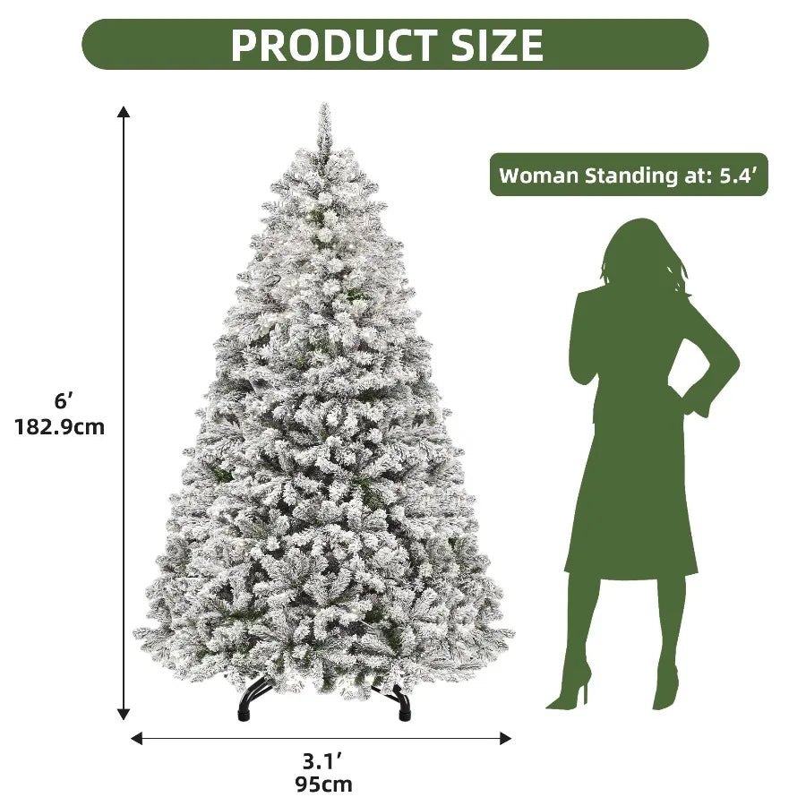 Uforic Pre-Lit Snow Flocked Artificial Christmas Tree With Remote Control