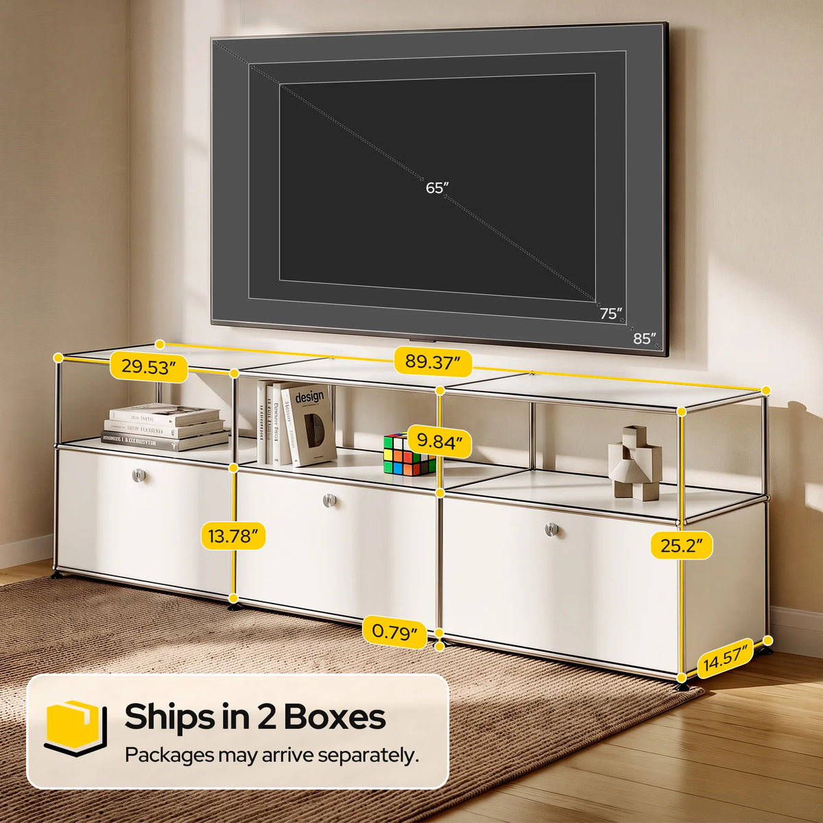 Cottinch Modular TV Cabinet With Drop Doors And Steel Frame