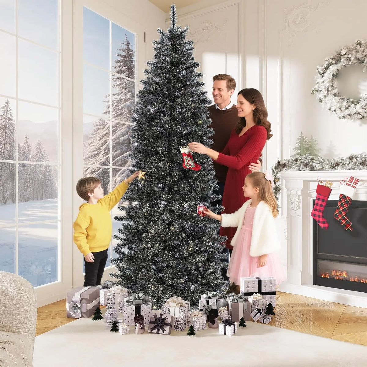 HiMISS Artificial Halloween Christmas Tree With Sturdy Metal Stand
