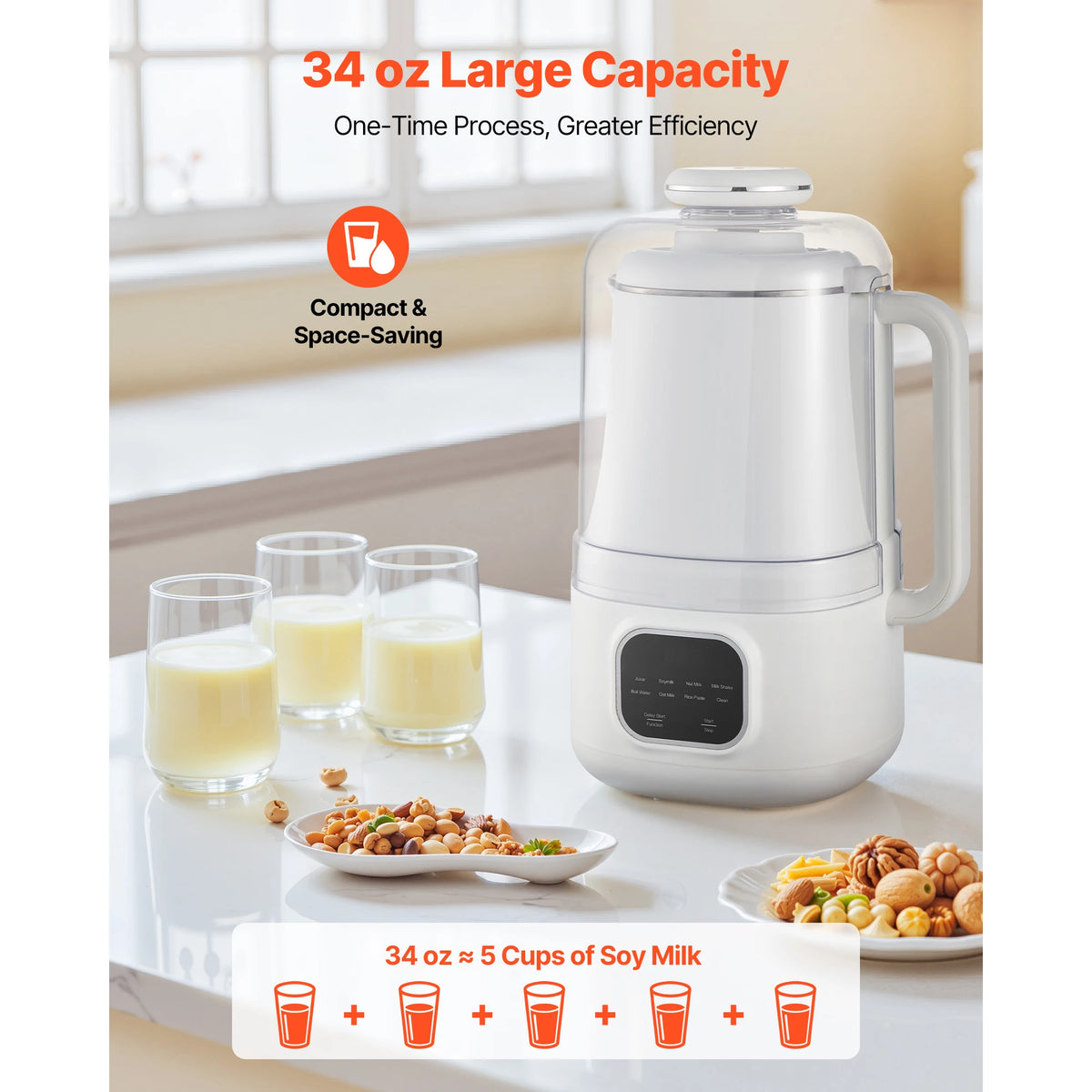 SucceBuy 8-in-1 Nut Milk Maker for Homemade Plant-Based Beverages