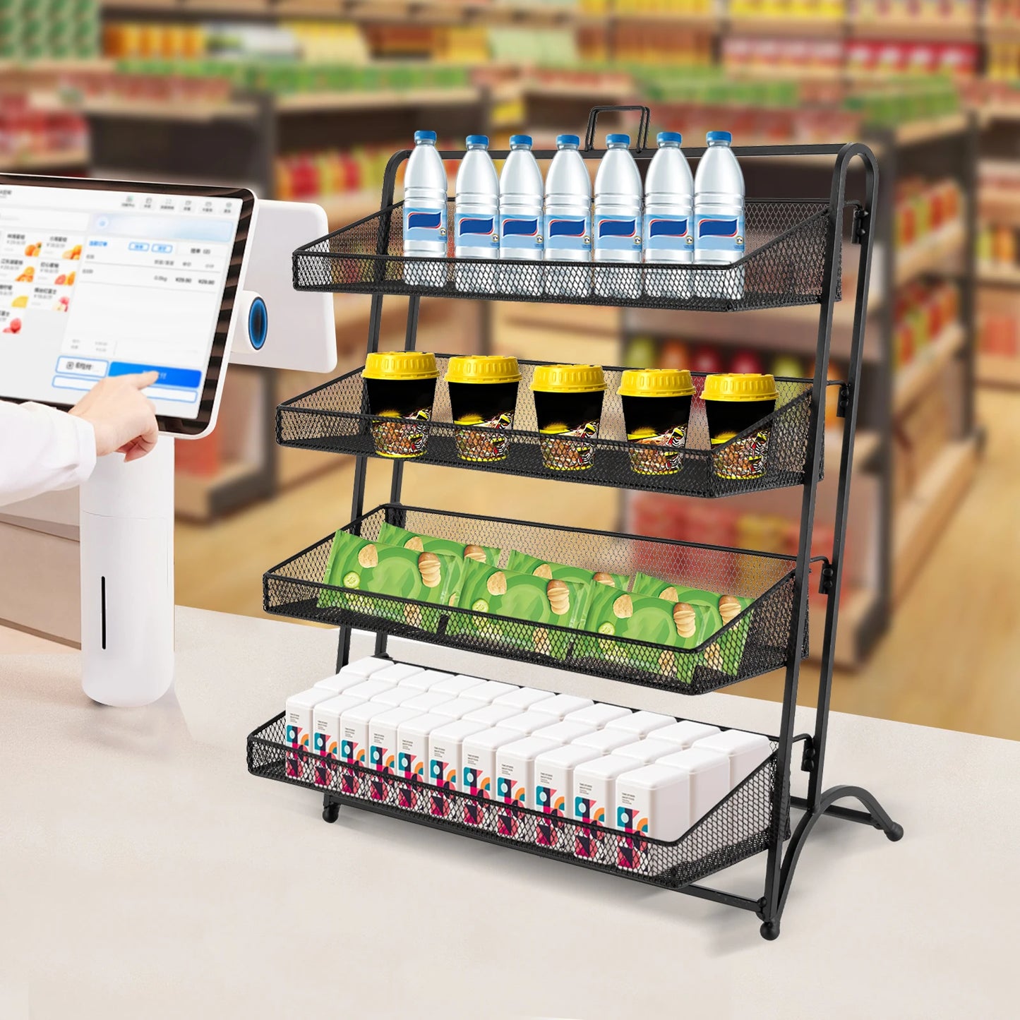 Bymaocar 4 Tier Candy Display Rack Storage Shelf for Office