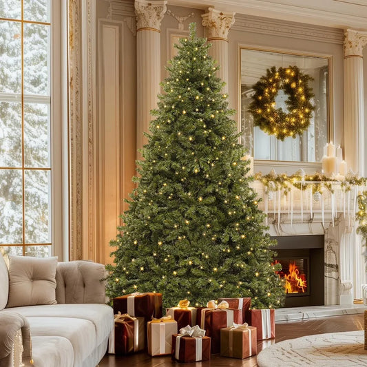 Uforic Pre-Lit Artificial Christmas Tree with Warm Lights for Home and Party