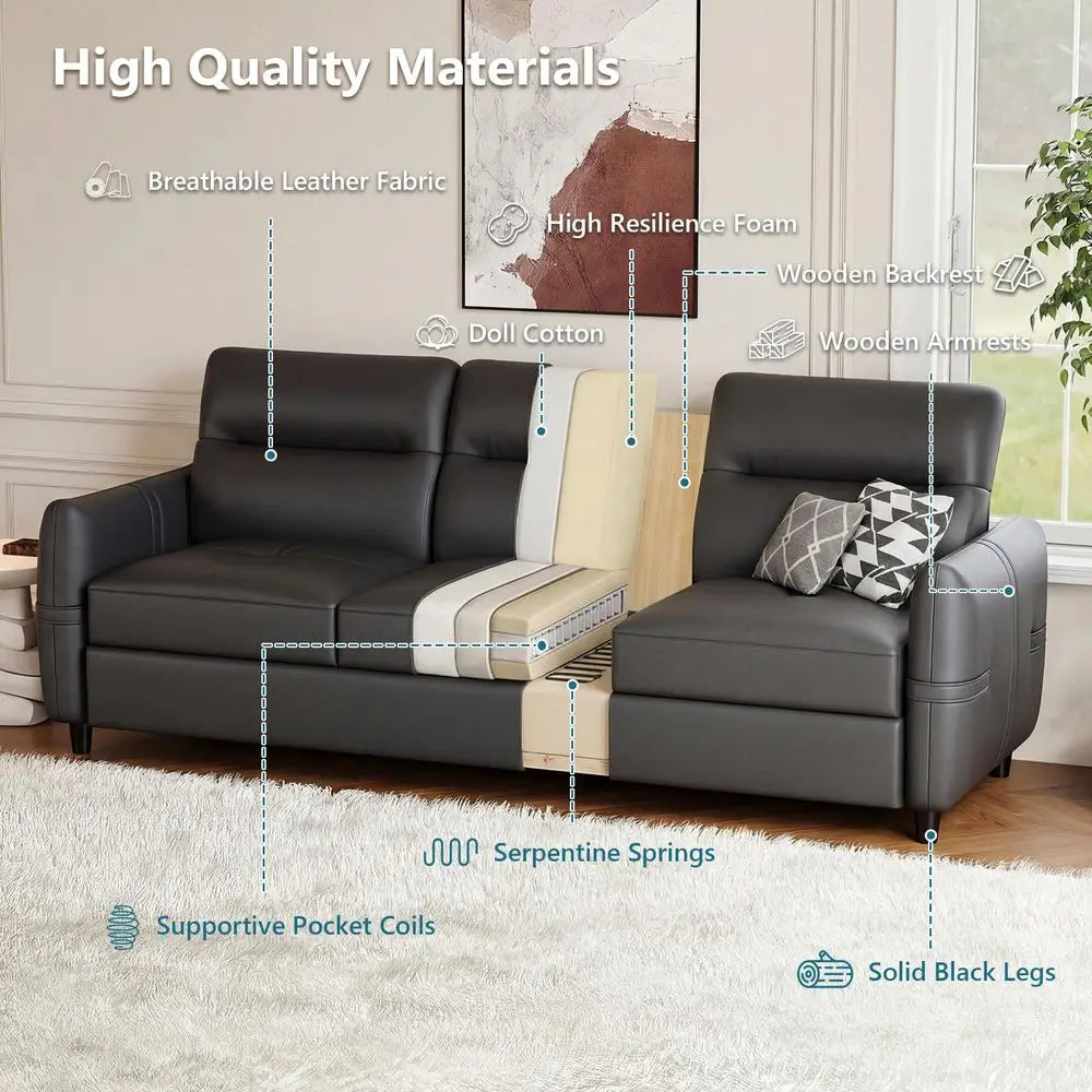 Leather Loveseat and Accent Chair Set Mid Century Modern Furniture
