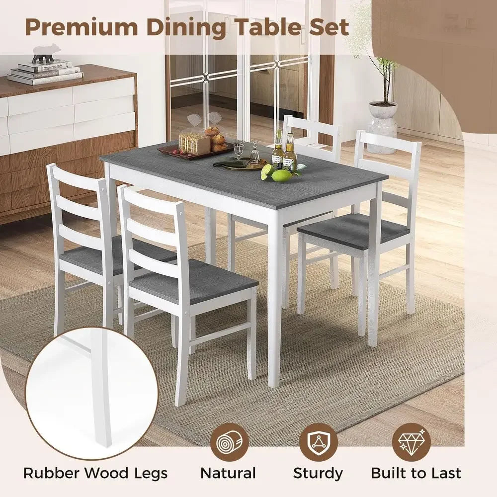 XMSJ Dining Table Set For 4 Modern Wood Kitchen Dinette