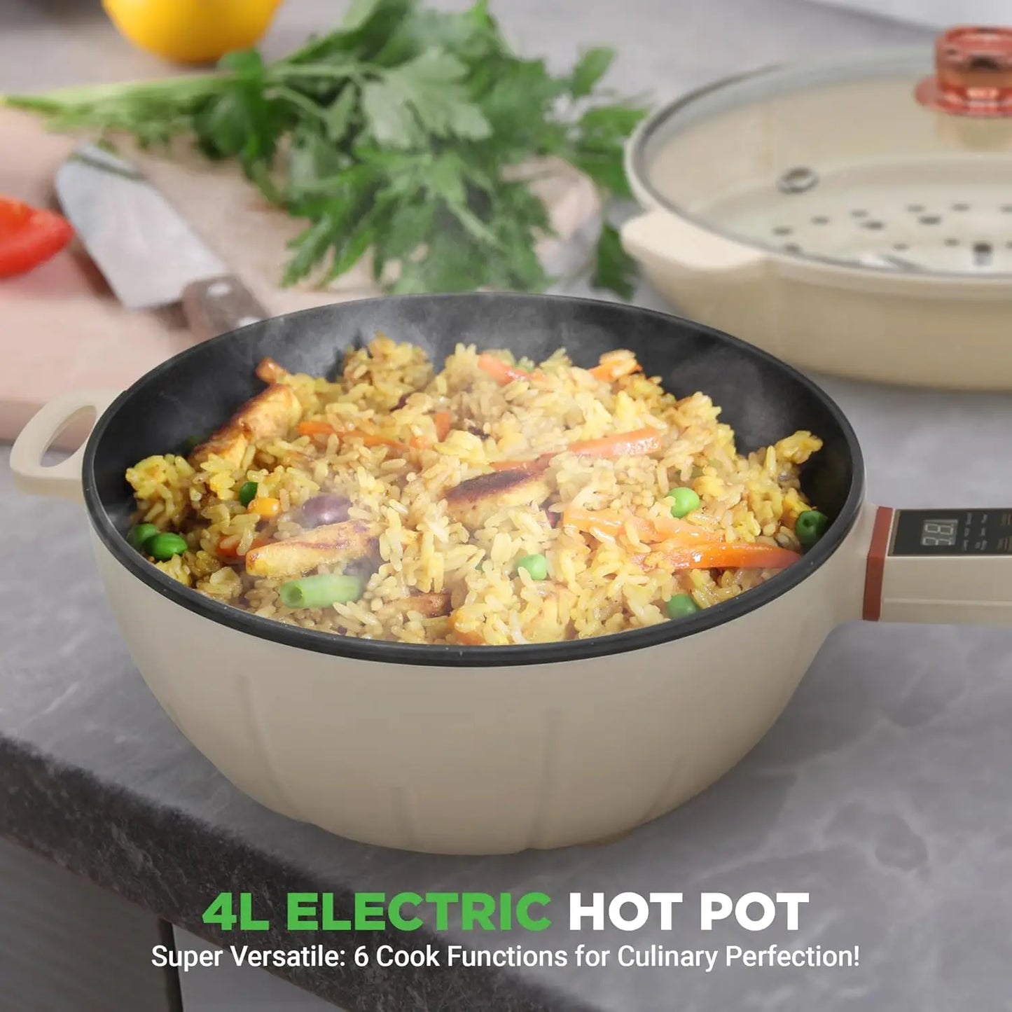 XMSJ 2 In 1 Electric Frying Pan And Steamer Nonstick