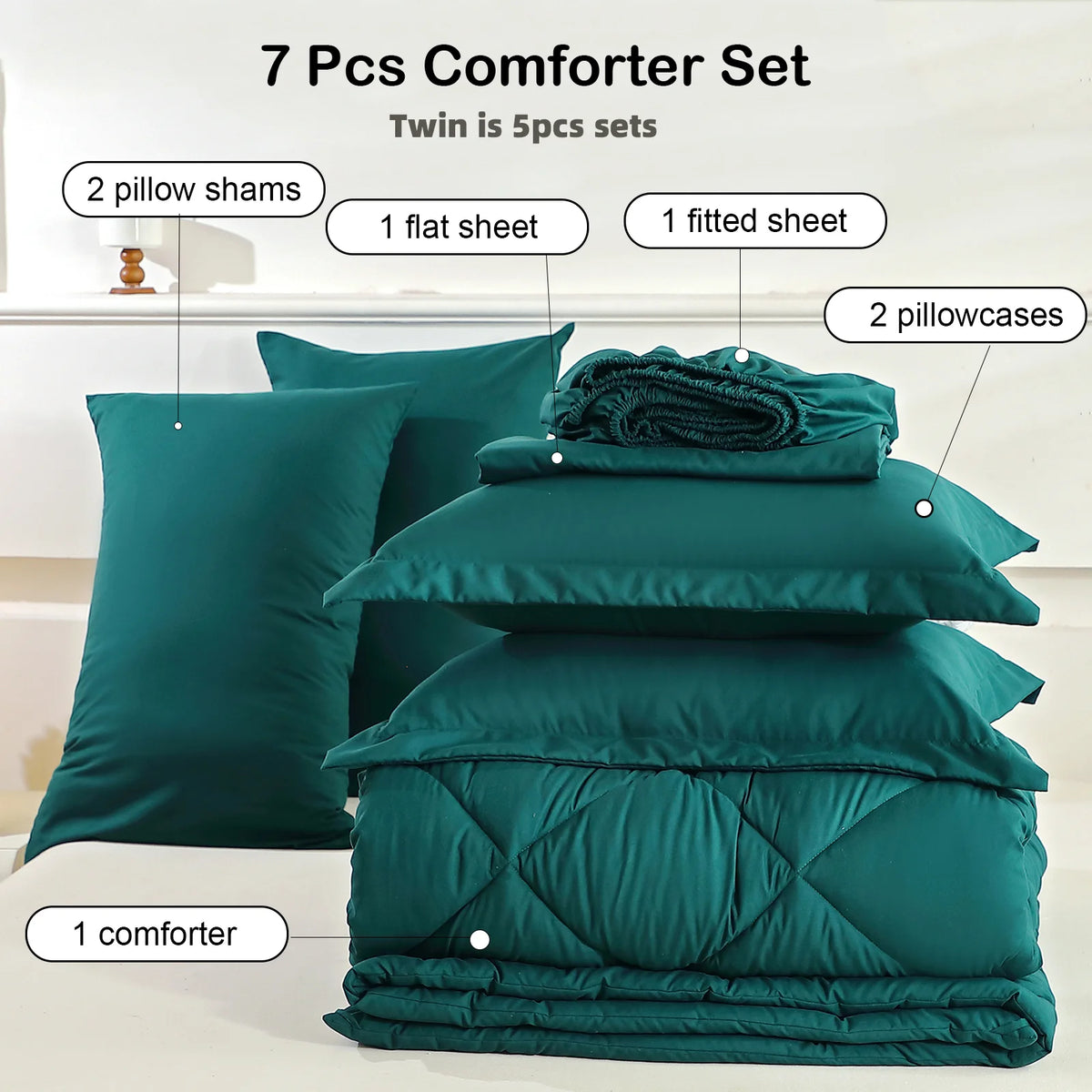 EasYum Brushed Polyester Quilted Bedding Set With Sheets
