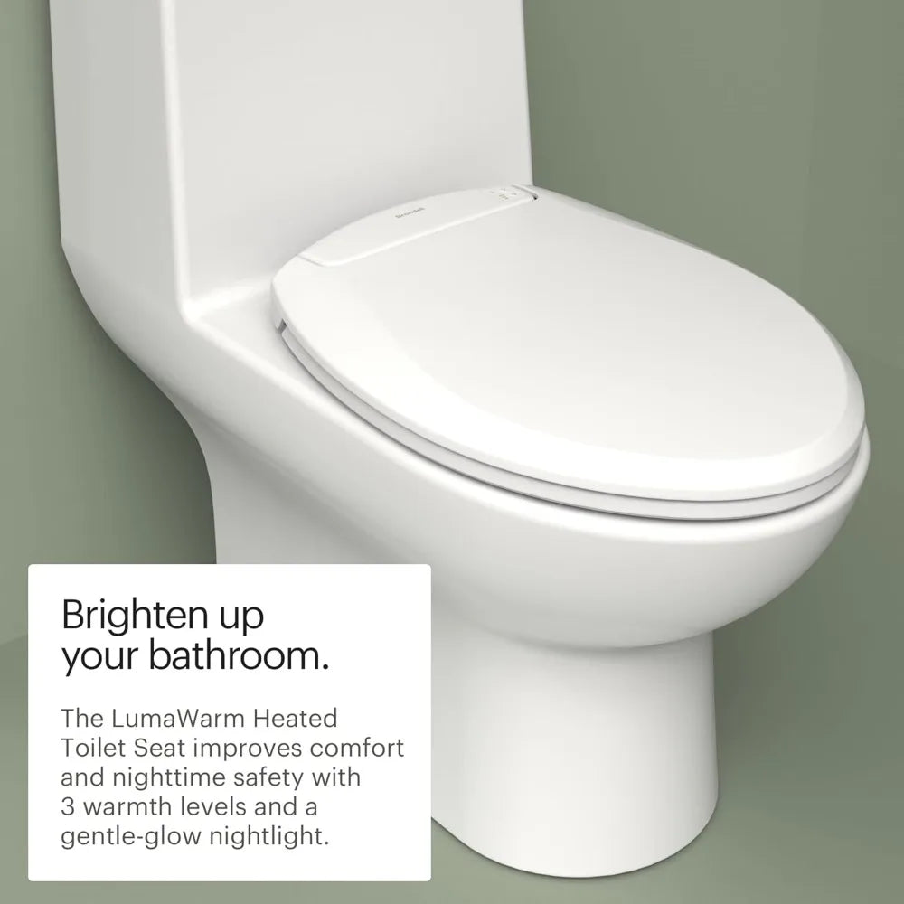 Brondell L60EW LumaWarm Heated Nightlight Elongated Toilet Seat