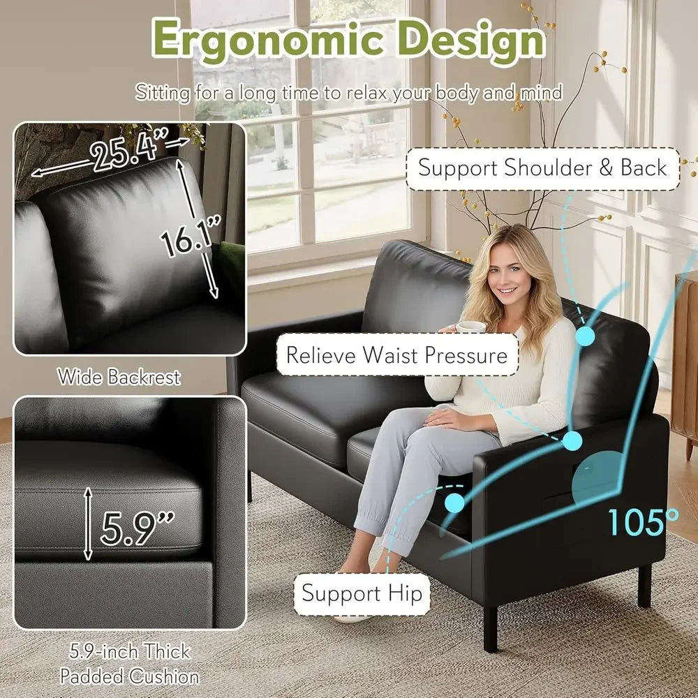 3 Piece Living Room Set Sofa Loveseat Chair USB Ports