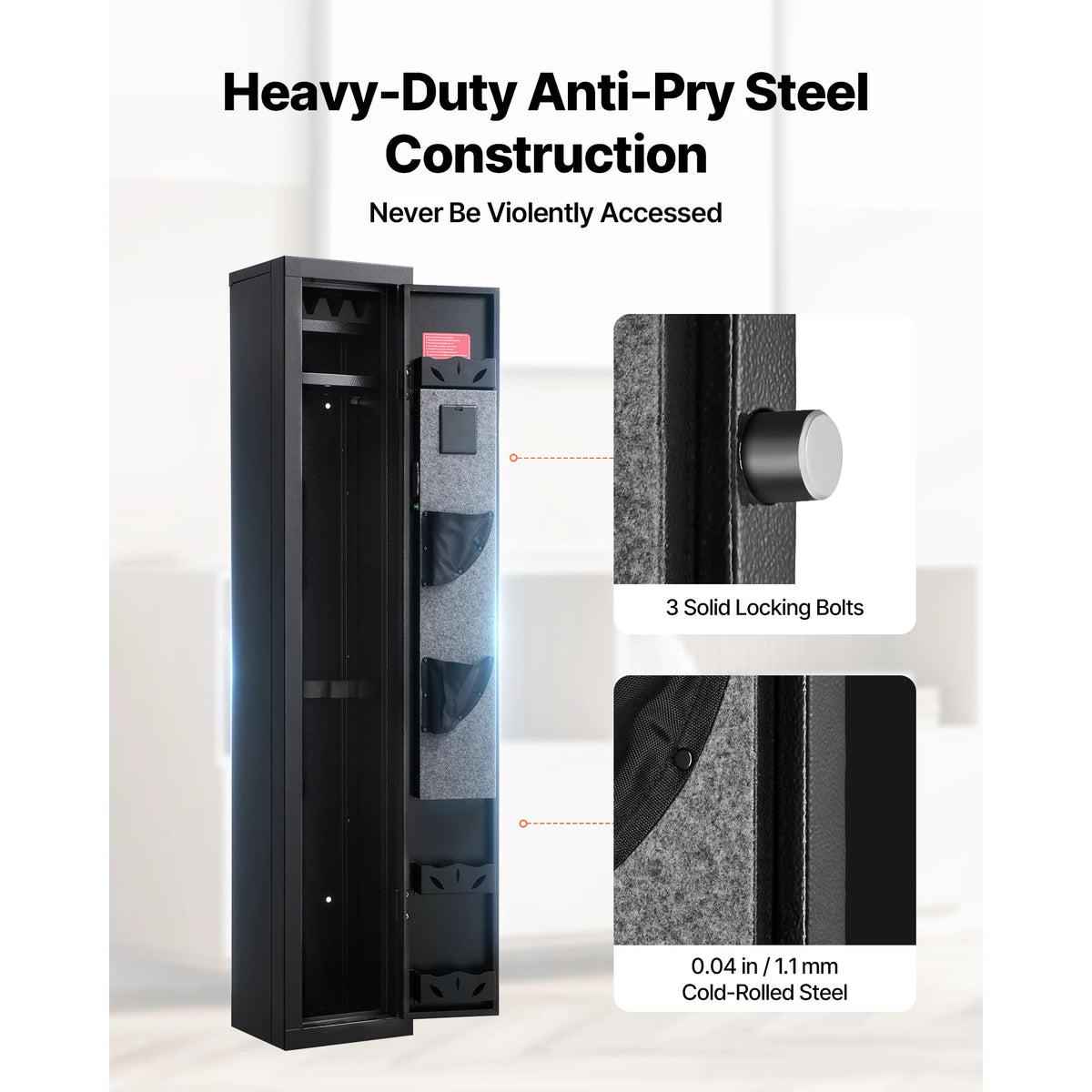 SucceBuy Steel Gun Safe With Keypad Adjustable Rifle Racks