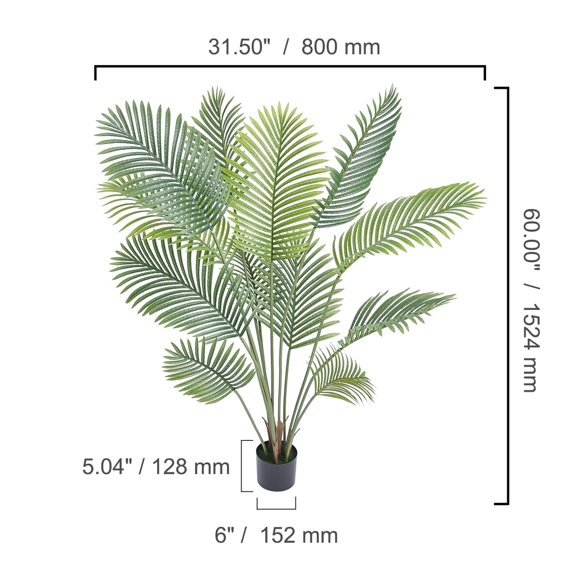 SucceBuy Artificial Palm Tree Faux Tropical Plant With Anti Tip Protection