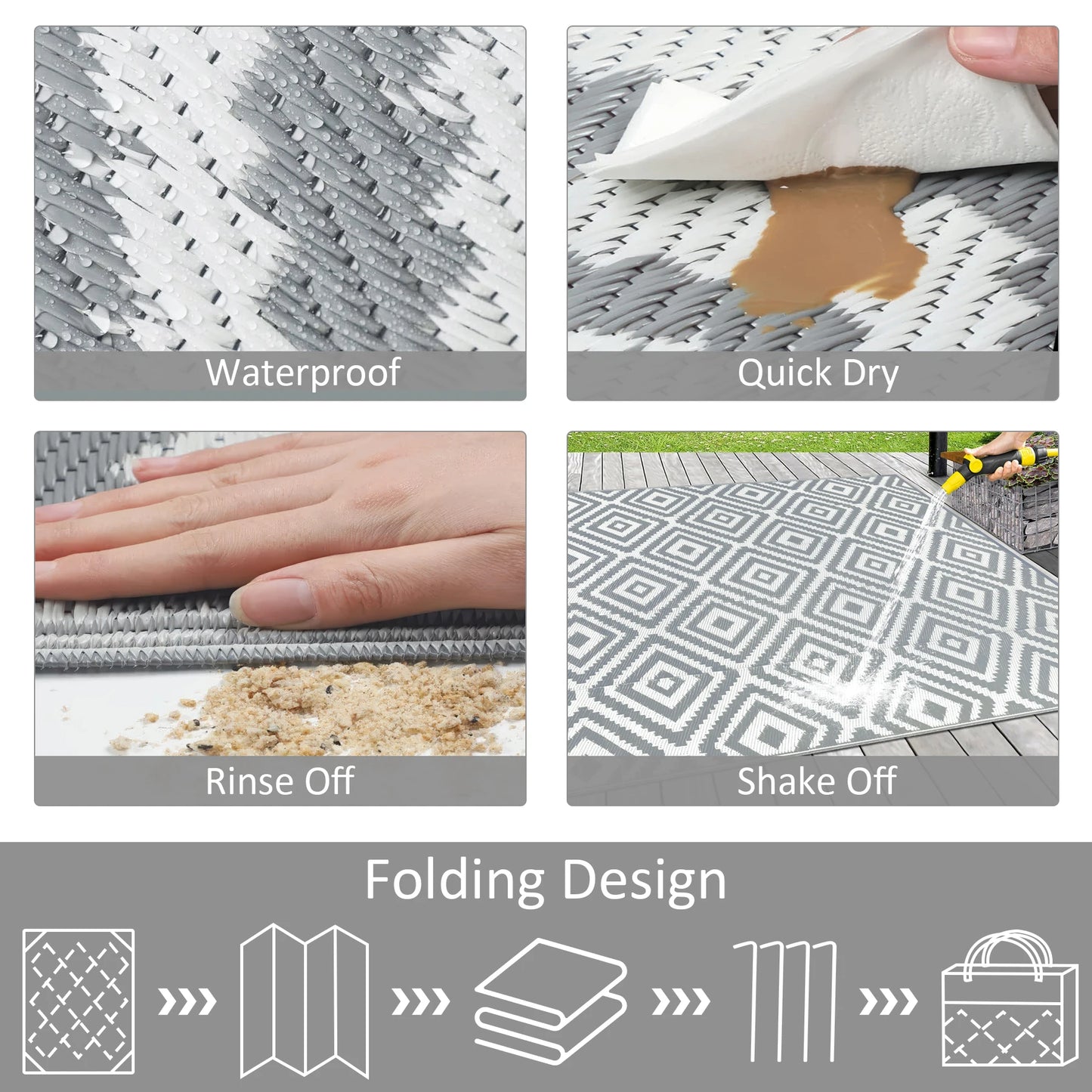 Outdoor Plastic Rugs Waterproof Reversible Patio RV Mat
