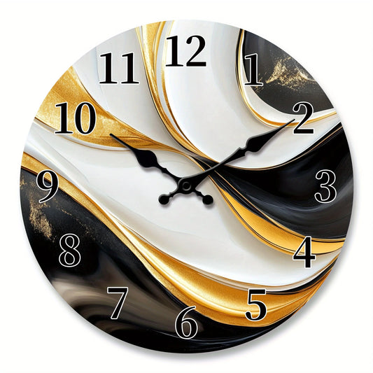 Abstract Art Wooden Wall Clock With Silent Wave Pattern