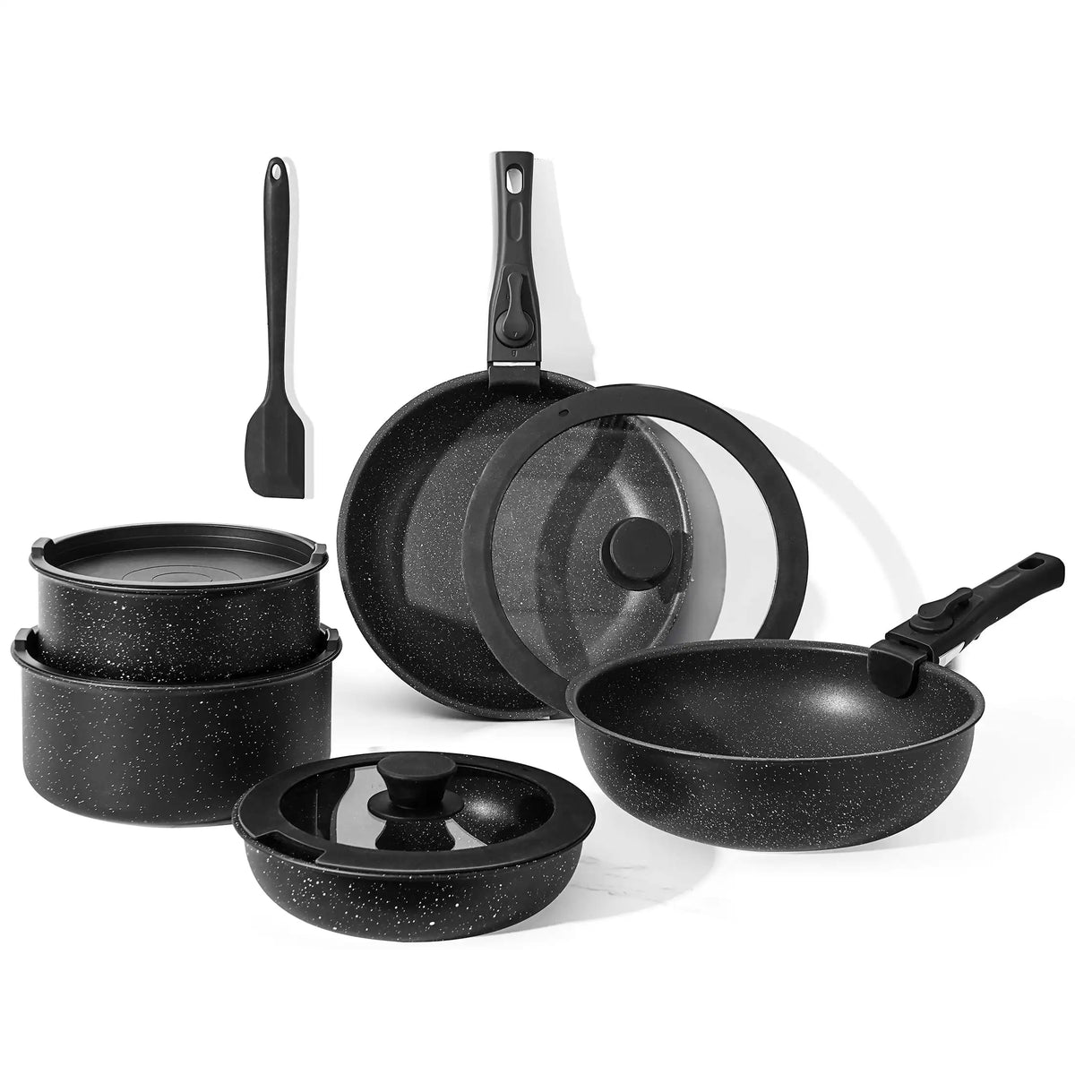 EDX Nonstick Cookware Set With Pots Pans And Detachable Handles