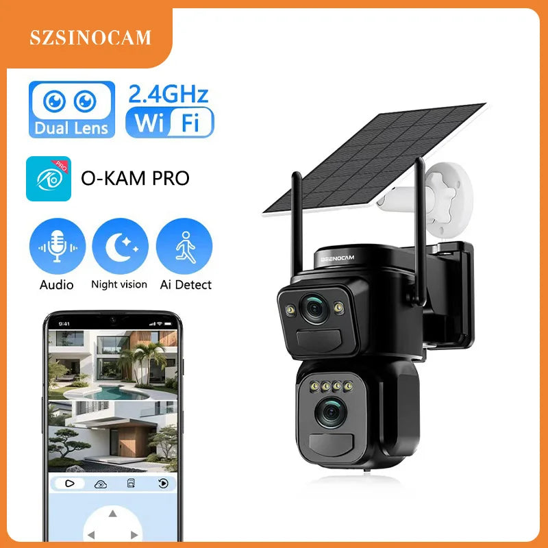 SZSINOCAM Dual Lens Solar WiFi Camera 24h Surveillance