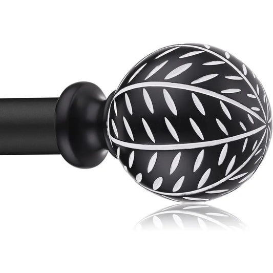 Adjustable Metal Curtain Rod With Decorative Finial For Windows