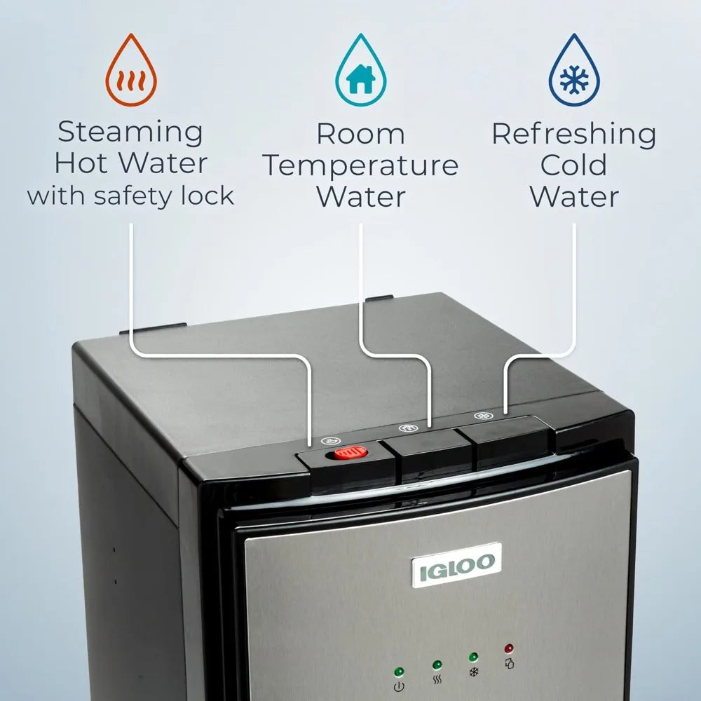 XMSJ Bottom Loading Water Cooler Dispenser Hot Cold Stainless Steel
