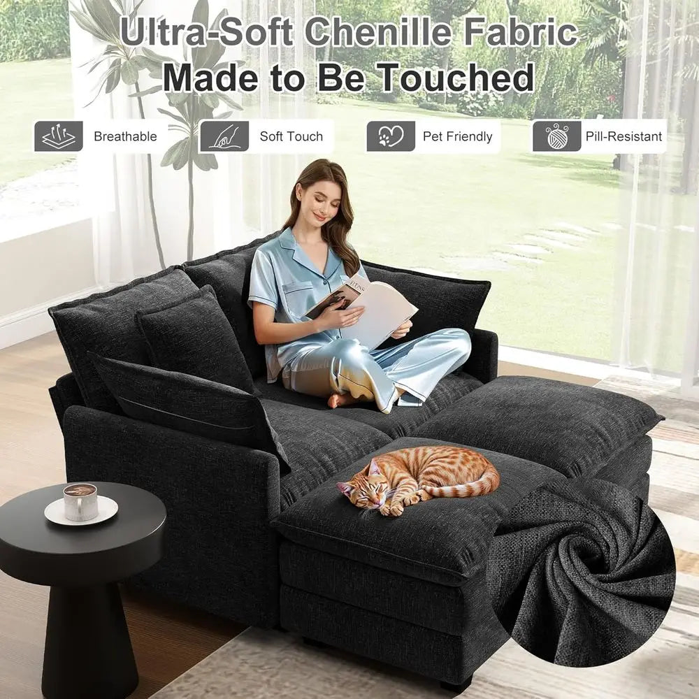 Cloud Couch Loveseat Sectional Sofa With Removable Pillows And Ottomans